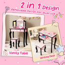 Kid Vanity Set with Tri-Folding Mirror and Leopard Print-Pink by LJGDeals