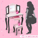 Kid Vanity Set with Tri-Folding Mirror and Leopard Print-Pink by LJGDeals