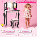 Kid Vanity Set with Tri-Folding Mirror and Leopard Print-Pink by LJGDeals