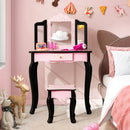 Kid Vanity Set with Tri-Folding Mirror and Leopard Print-Pink by LJGDeals