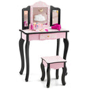 Kid Vanity Set with Tri-Folding Mirror and Leopard Print-Pink by LJGDeals