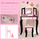 Kid Vanity Set with Tri-Folding Mirror and Leopard Print-Pink by LJGDeals