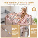 Portable Baby Playard with Changing Table Bassinet and Music Box-Pink