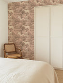 Vintage French Toile Wallpaper - Romantic Manor Scene in Blush Pink
