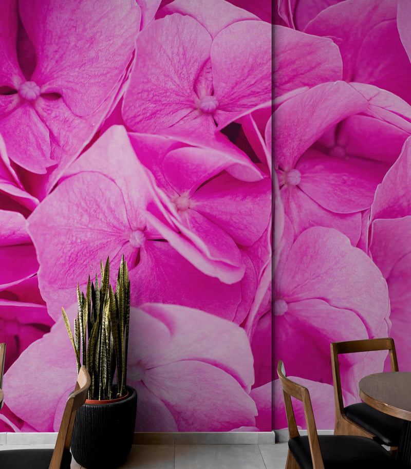 Pink Flowers Floral Wallpaper Mural.