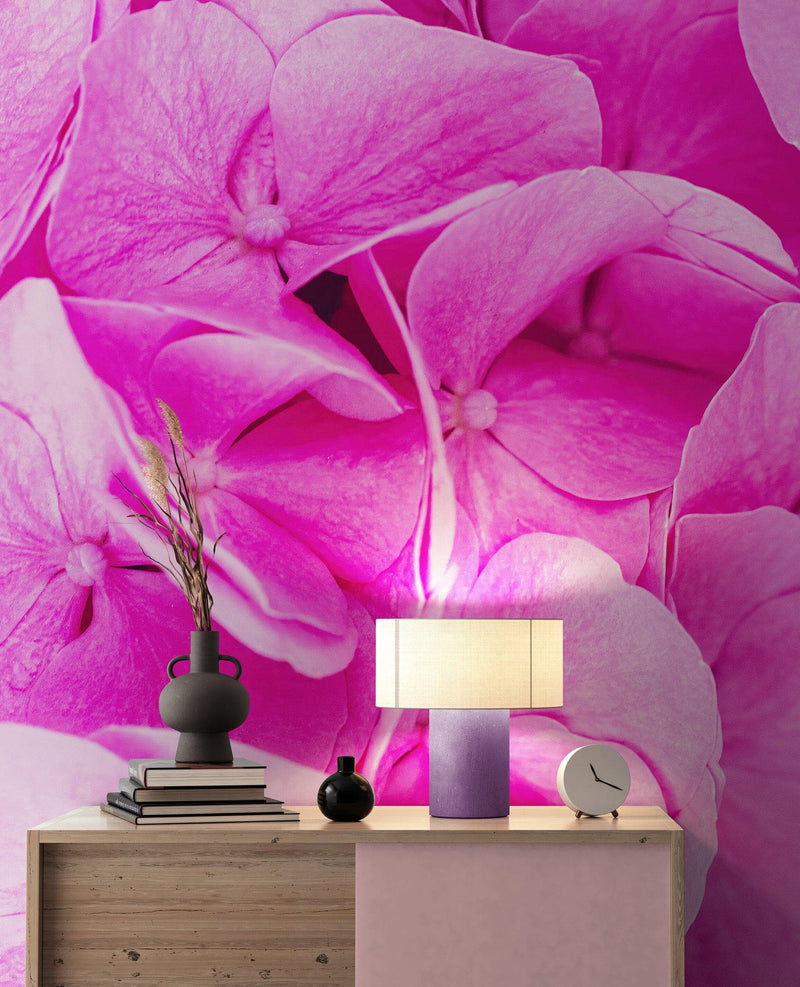 Pink Flowers Floral Wallpaper Mural.