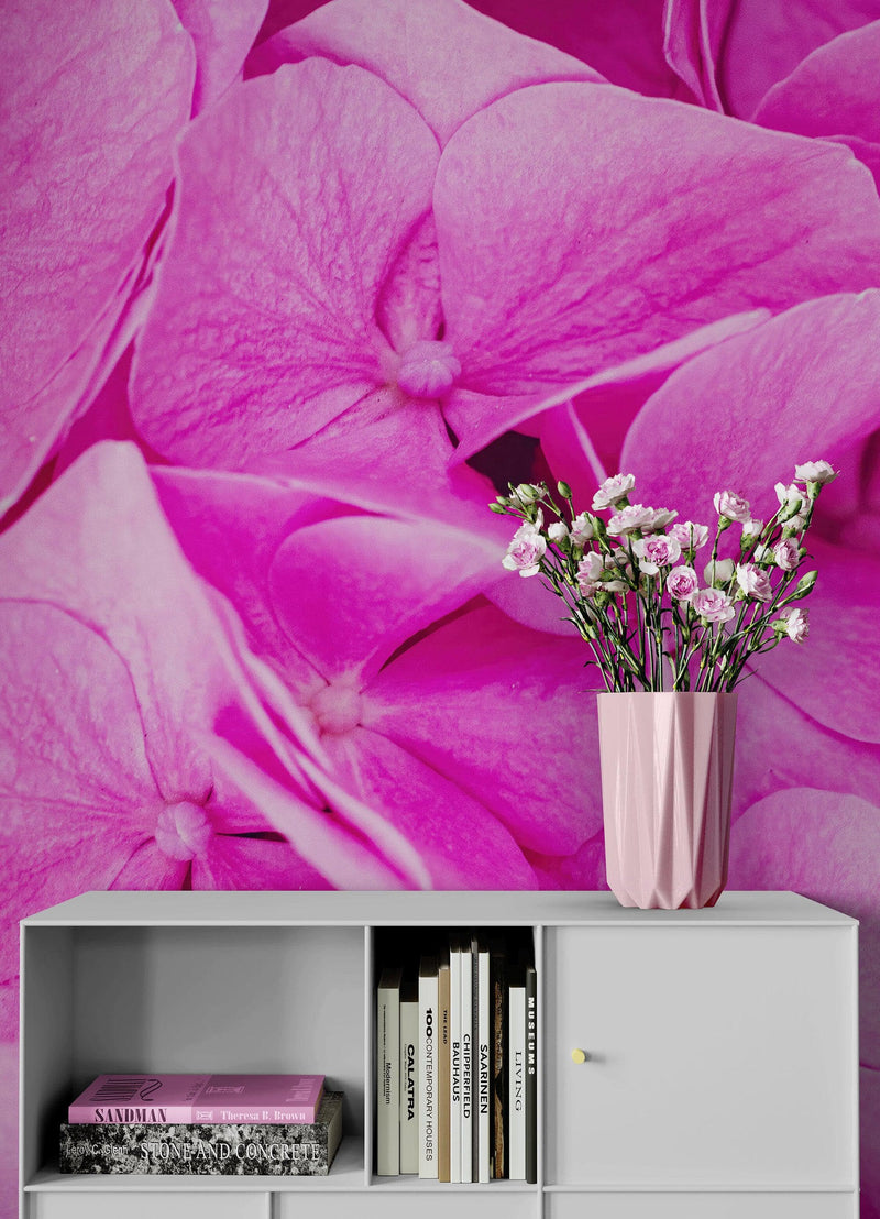 Pink Flowers Floral Wallpaper Mural.