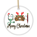 Plaid Nurse Theme Merry Christmas Ornament, Stethoscope and Needle