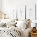Wildflower Trendy Line Art Set of 3 Wall Decor by Wall Art Set