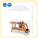 Wooden Play Cart with Sun Proof Umbrella for Toddlers Over 3 Years Old by LJGDeals