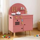 Play Kitchen for Kids Wooden Kitchen Playset with Stoves Faucet Sink Microwave and Oven by LJGDeals