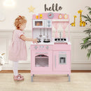 Play Kitchen for Kids Wooden Chef Pretend Playset with 3 Adjustable Heights Microwave by LJGDeals