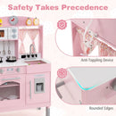 Play Kitchen for Kids Wooden Chef Pretend Playset with 3 Adjustable Heights Microwave by LJGDeals