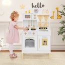 Play Kitchen for Kids Wooden Chef Pretend Playset with 3 Adjustable Heights Microwave by LJGDeals