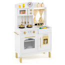 Play Kitchen for Kids Wooden Chef Pretend Playset with 3 Adjustable Heights Microwave by LJGDeals