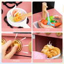 Play Kitchen for Kids Wooden Kitchen Playset with Door Curtain-Pink by LJGDeals