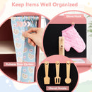 Play Kitchen for Kids Wooden Kitchen Playset with Door Curtain-Pink