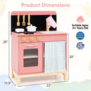 Play Kitchen for Kids Wooden Kitchen Playset with Door Curtain-Pink by LJGDeals