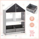 Playhouse Kids Bookshelf with Chalkboard and Whiteboard for 3-6 Years