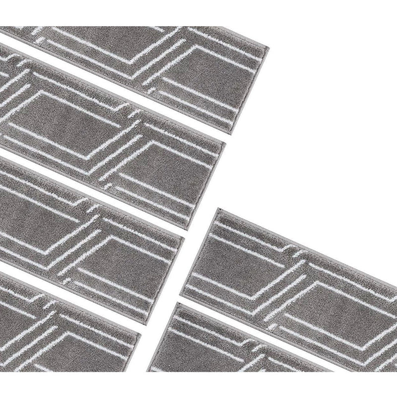 Stair Treads Rug 9"x28" Plaza Collection | Gray & White