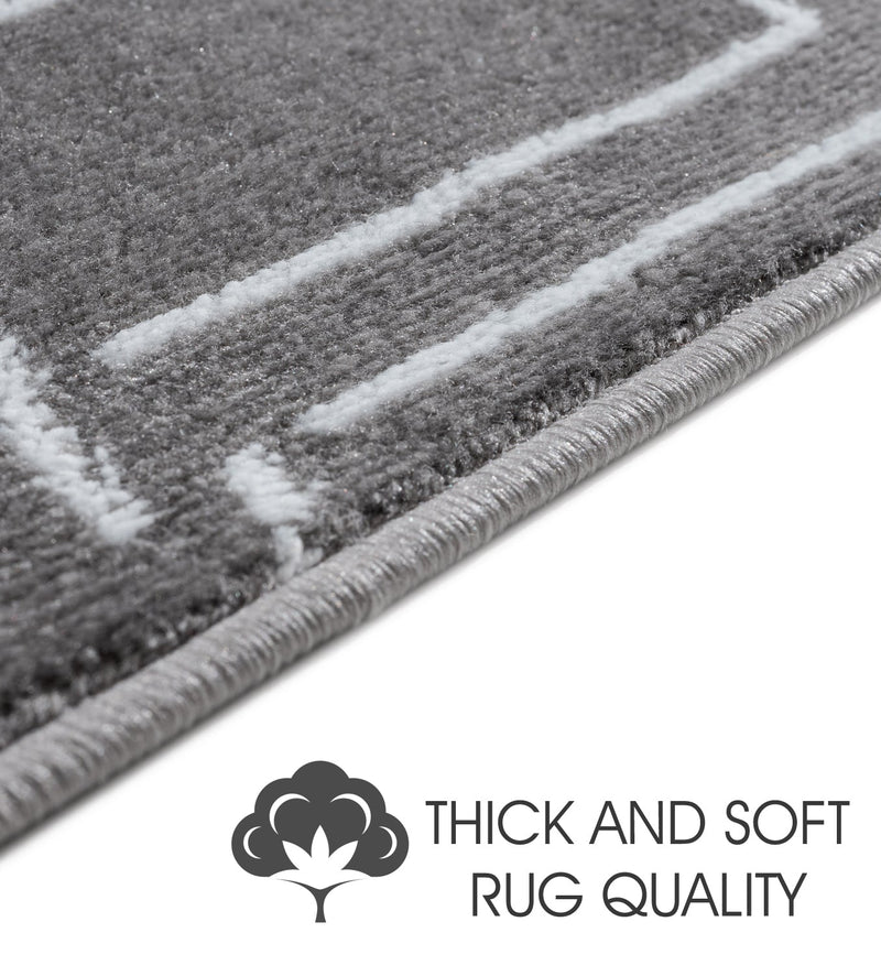 Stair Treads Rug 9"x28" Plaza Collection | Gray & White