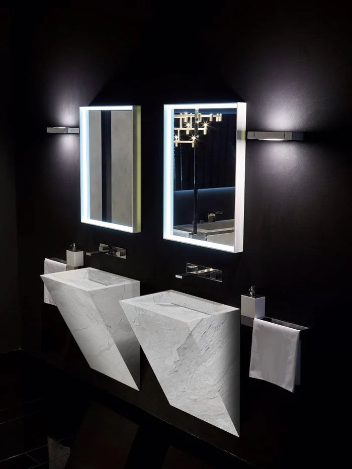Polar White Marble Designer Triangle Sink Wall-mount Bathroom Sink (W)12" (L)18" (H)24"