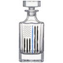 Police Tactical Blue Tattered American Flag Whiskey | 730mL Decanter 2 Whiskey Glass