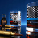 Police Whiskey Glasses Set Of 2 12 Oz Old Fashioned Liquor Glasses American Flag Blue Line Fire Figh by The Wine Savant