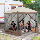 Pop-up Gazebo 6-sided Instant Setup Screen House Hub Tent with Mesh Netting Walls-Coffee by LJGDeals