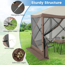 Pop-up Gazebo 6-sided Instant Setup Screen House Hub Tent with Mesh Netting Walls-Coffee by LJGDeals