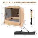 6.7 x 6.7 Feet Pop Up Gazebo with Netting and Carry Bag-Coffee