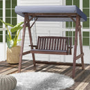 2-Person Porch Swing with Fir Wood Stand and Tilt Canopy-Brown by LJGDeals
