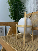Portable Wood Lantern Glass Table Lamp