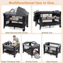 Foldable Baby Bassinet with 4 Adjustable Heights Changing Table and Mattress by LJGDeals