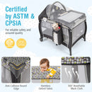 Portable Baby Nursery Center 4-in-1 Portable Travel Crib-Light Gray