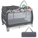 3-in-1 Portable Baby Playard with Zippered Door and Toy Bar by LJGDeals