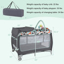 3-in-1 Portable Baby Playard with Zippered Door and Toy Bar by LJGDeals