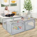 Portable Baby Playpen Large Play Yard with 50 Ocean Balls and 4 Pull Rings-Gray by LJGDeals