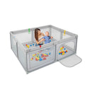 Portable Baby Playpen Large Play Yard with 50 Ocean Balls and 4 Pull Rings-Gray by LJGDeals