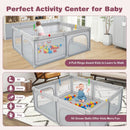 Portable Baby Playpen Large Play Yard with 50 Ocean Balls and 4 Pull Rings-Gray by LJGDeals