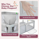 Portable Baby Playpen Large Play Yard with 50 Ocean Balls and 4 Pull Rings-Gray by LJGDeals