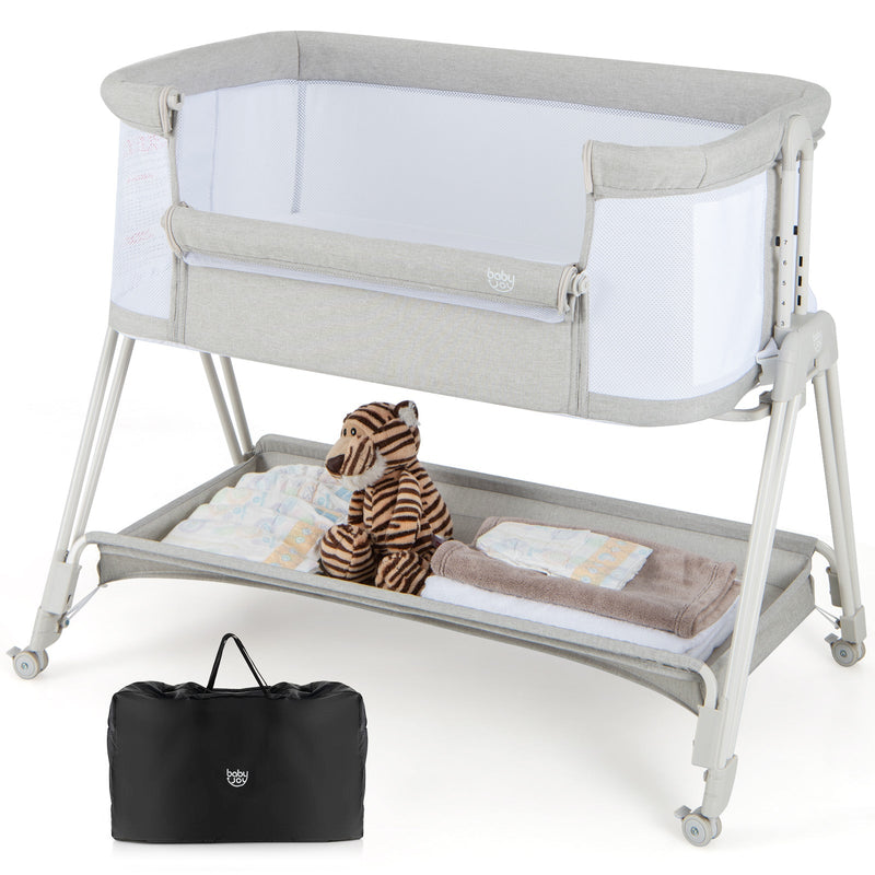 Baby Portable Bedside Sleeper with 7 Adjustable Heights-Gray, photo 4 of 8