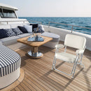 Portable Aluminum Boat Deck Beach Chair with Cushioned Seat-White by LJGDeals
