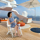 Portable Aluminum Boat Deck Beach Chair with Cushioned Seat-White by LJGDeals