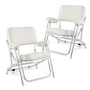 Portable Aluminum Boat Deck Beach Chair with Cushioned Seat-White by LJGDeals