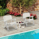 Portable Aluminum Boat Deck Beach Chair with Cushioned Seat-White by LJGDeals