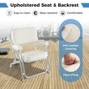 Portable Aluminum Boat Deck Beach Chair with Cushioned Seat-White by LJGDeals