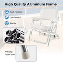 Portable Aluminum Boat Deck Beach Chair with Cushioned Seat-White by LJGDeals