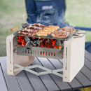 Folding Charcoal BBQ Grill with Dishwasher-safe Grill Grids and Charcoal Box-Beige by LJGDeals