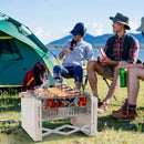Folding Charcoal BBQ Grill with Dishwasher-safe Grill Grids and Charcoal Box-Beige by LJGDeals